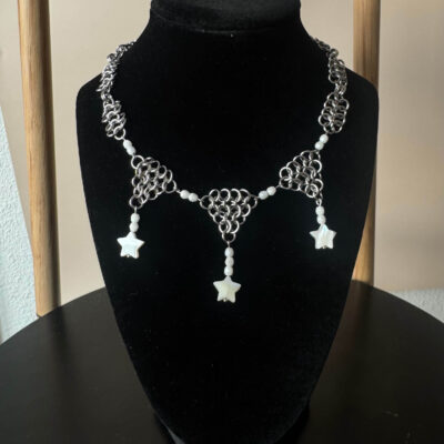 celesse celestial chainmail necklace star details stainless steel