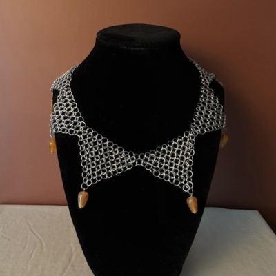 statement collar necklace amber bead detail