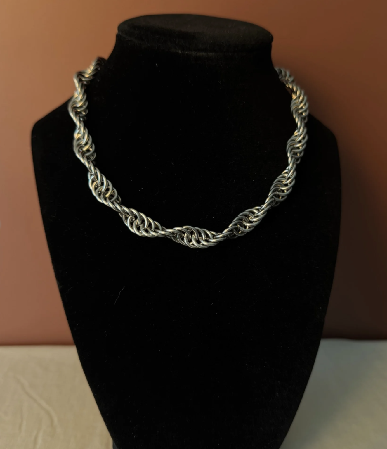 helix chainmail necklace twisted spiral stainless steel