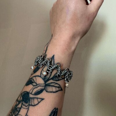 lana pearl chainmail bracelet freshwater pearls stainless steel