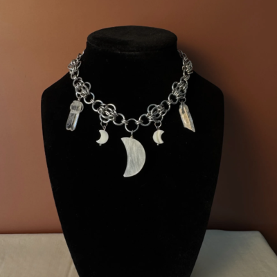 luna celestial choker necklace moon stone stainless steel