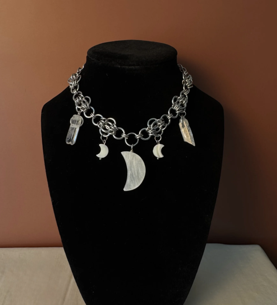 luna celestial choker necklace moon stone stainless steel