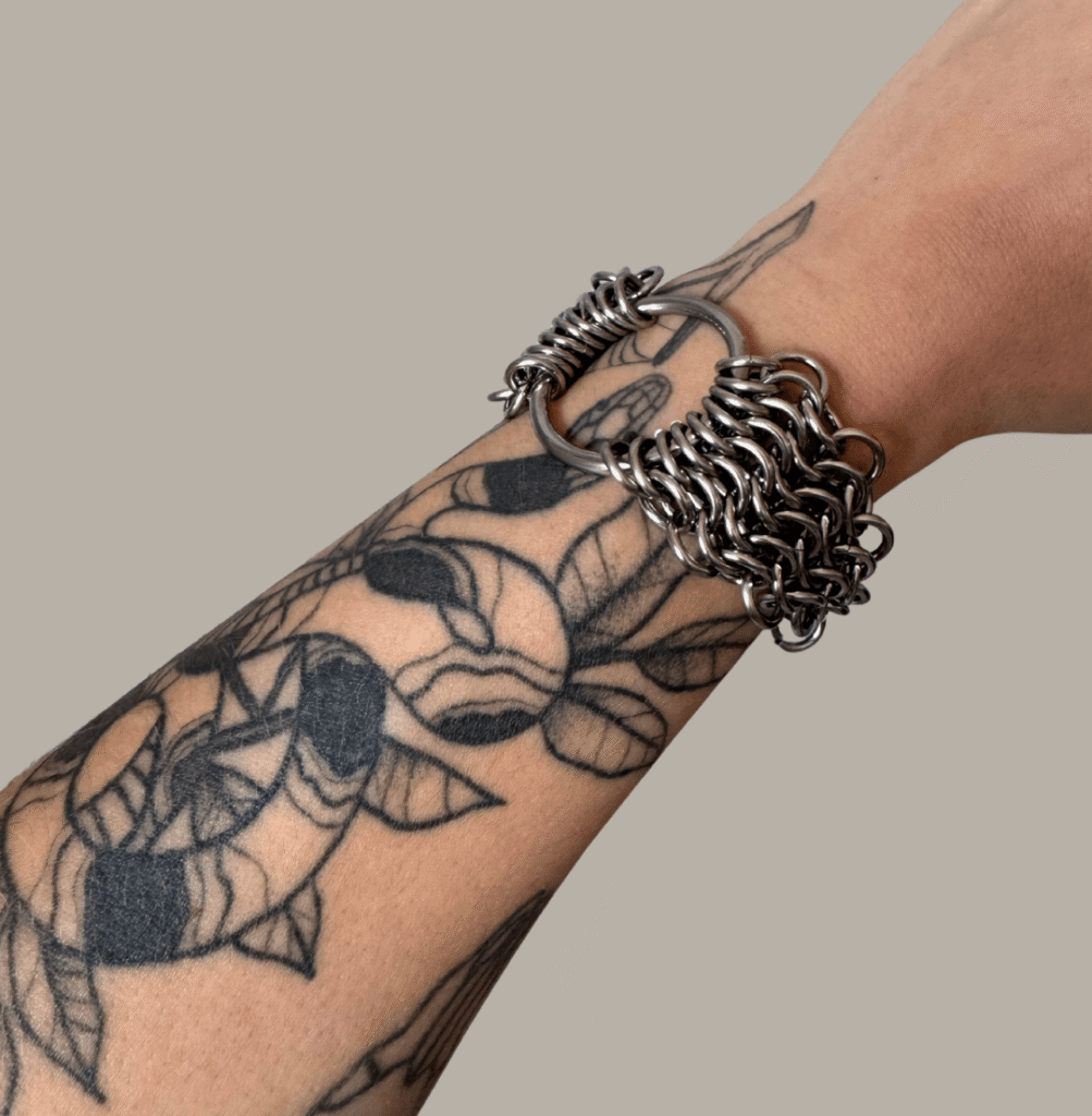 oath chainmail bracelet stainless steel heavy interwoven design