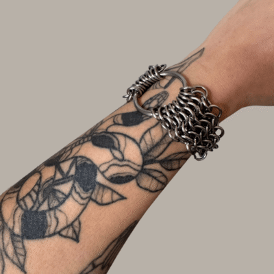 oath chainmail bracelet stainless steel heavy interwoven design