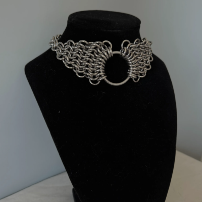 oath chainmail choker stainless steel interwoven design