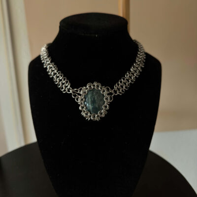 petra statement collar necklace stone stainless steel