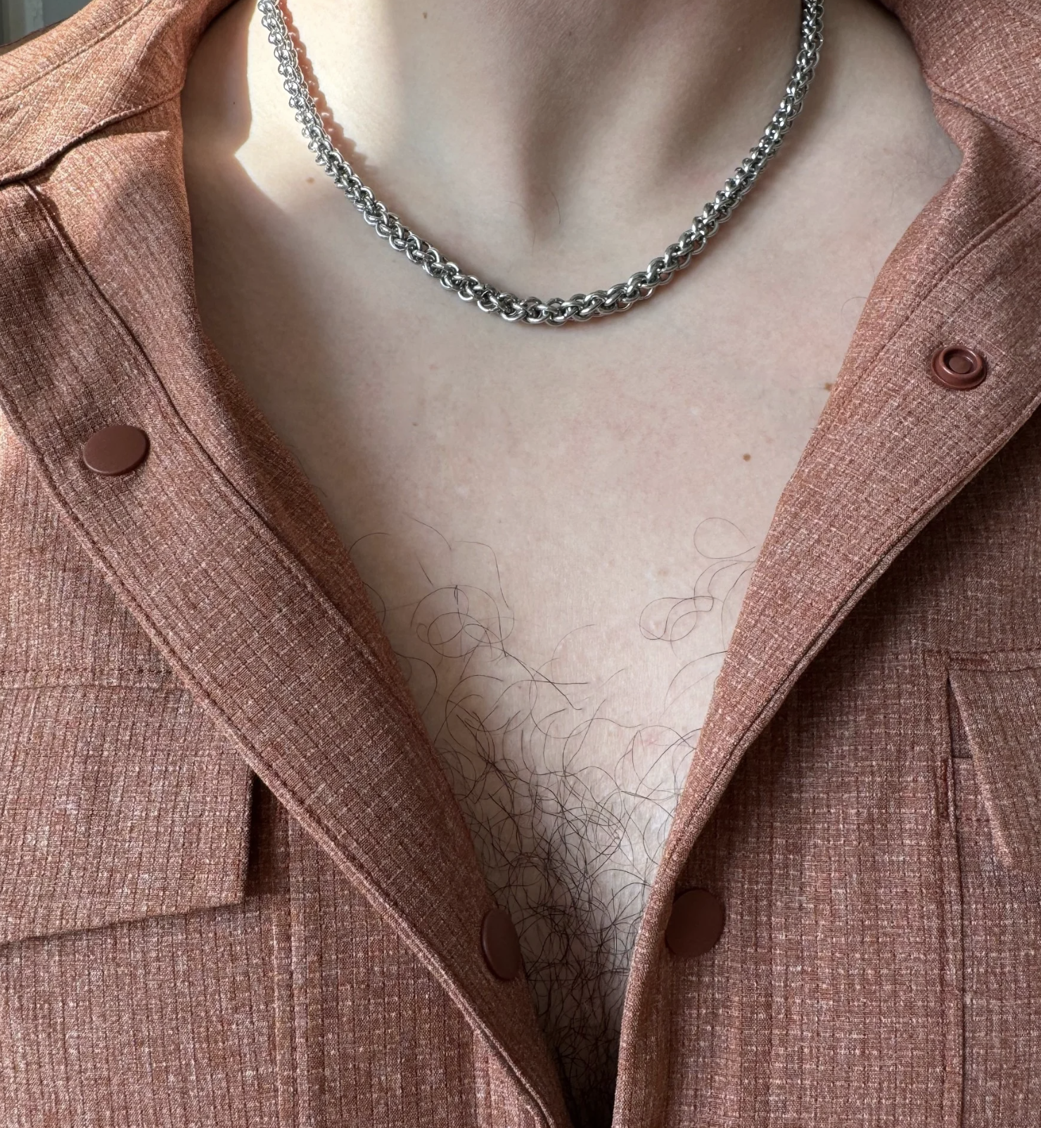 stainless steel chain necklace worn men and women