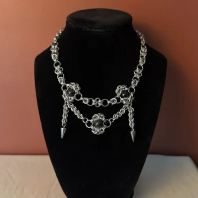 vampira chainmail choker necklace stainless steel bold design