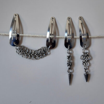 wren chain hair clips stainless steel edgy design