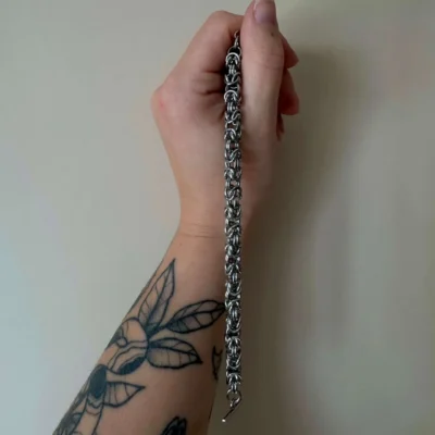 Catena stainless steel chainmail bracelet detail showing handcrafted interwoven rings