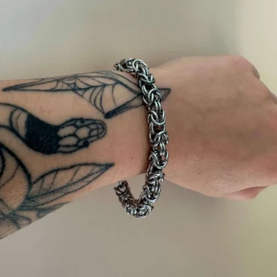 Catena handmade stainless steel chainmail bracelet worn on wrist