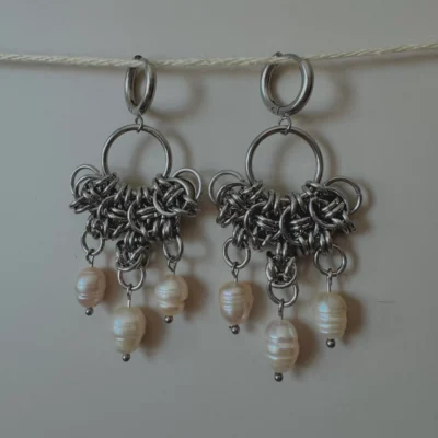 maeve i baroque pearl statement earrings chainmail