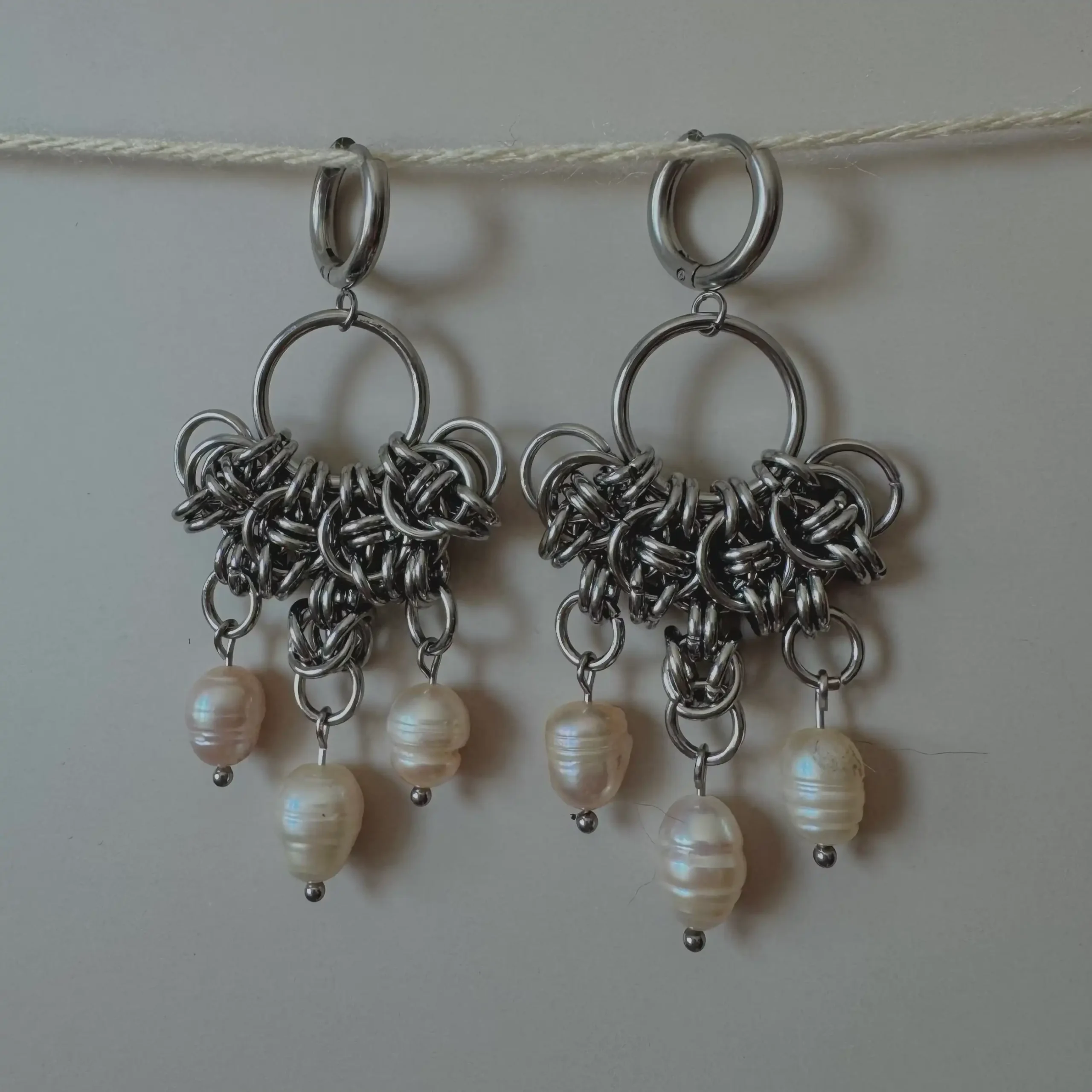 maeve i baroque pearl statement earrings chainmail